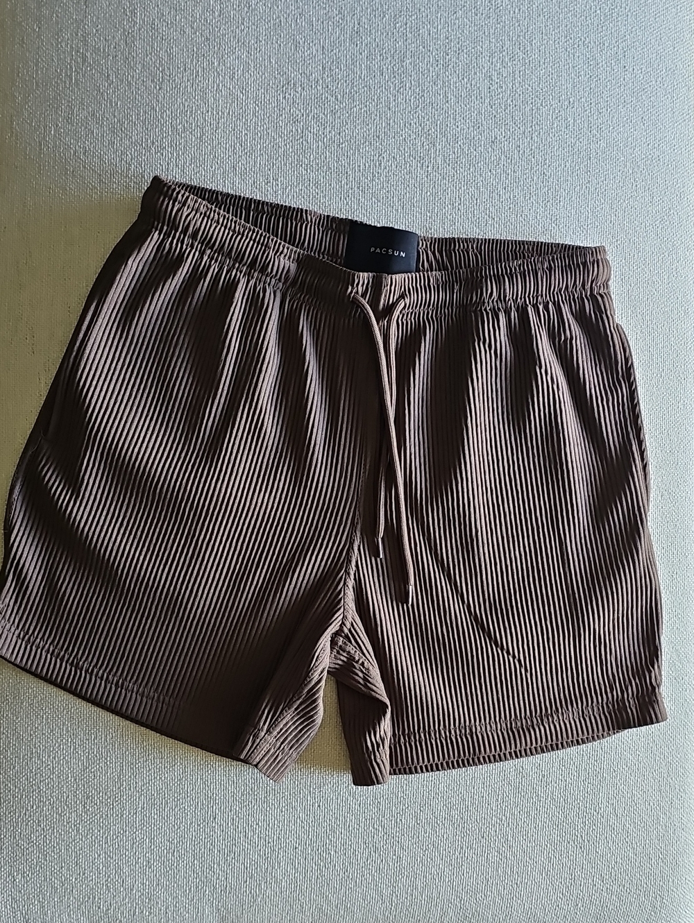 PacSun Men’s Ribbed Brown Elastic Drawstring Shorts